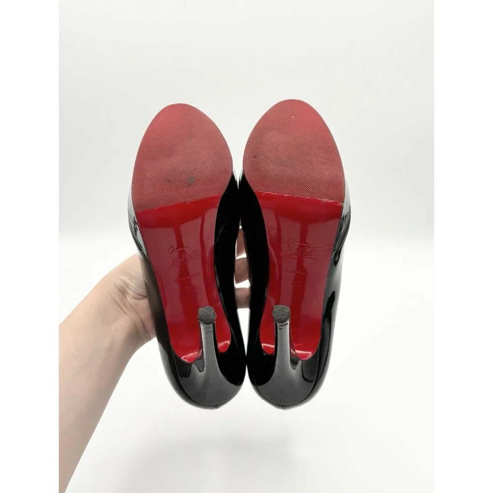 Christian Louboutin Bianca 140 Black Patent Leather Platform Heels Size EU 35